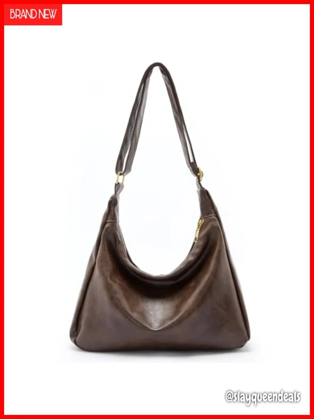 Slouchy Hobo Purse in PU Leather with Adjustable Strap, 5 Pockets